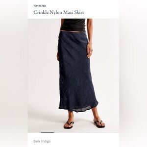 NWT Abercrombie Navy Crinkle Maxi Skirt